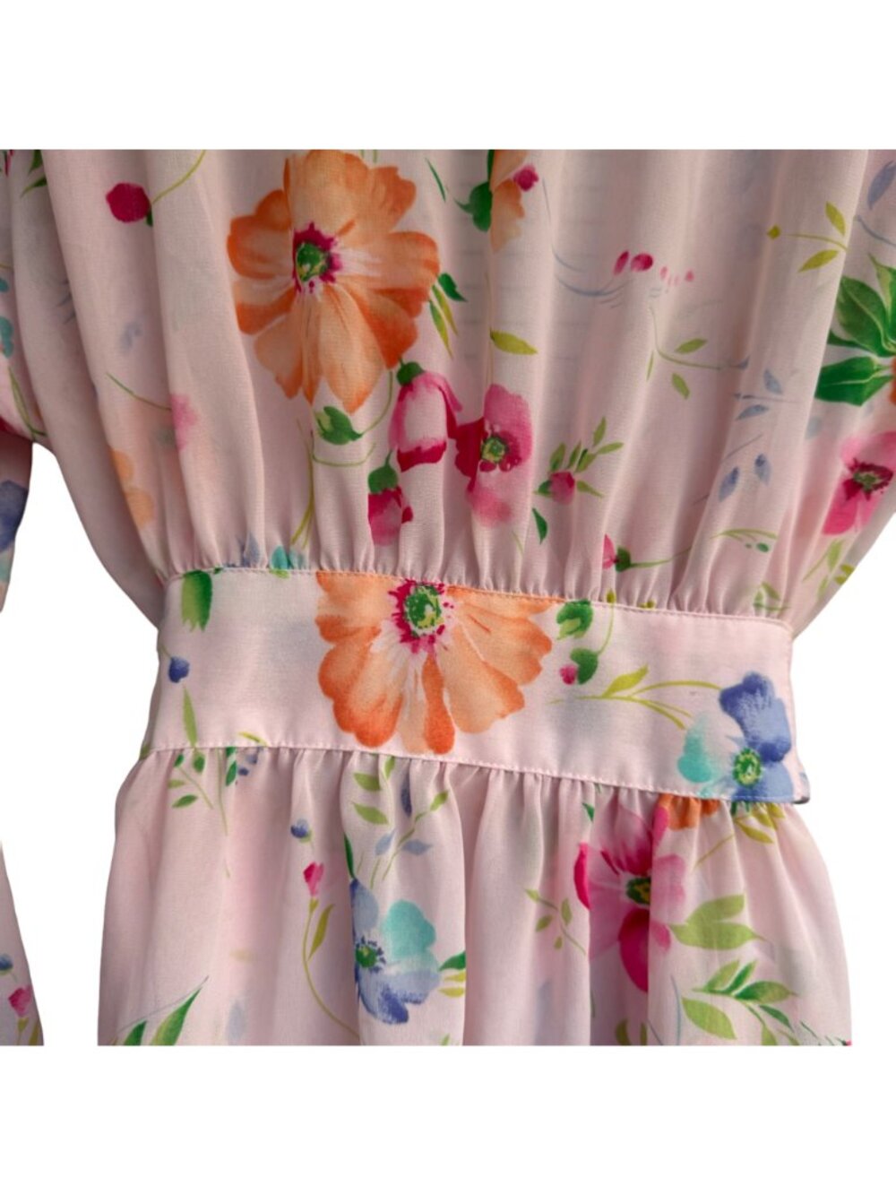 Victoria's Secret Kimono Sexy Robe Lingerie O/S  Pink Blue Floral Tie Loungewear - Picture 9 of 14